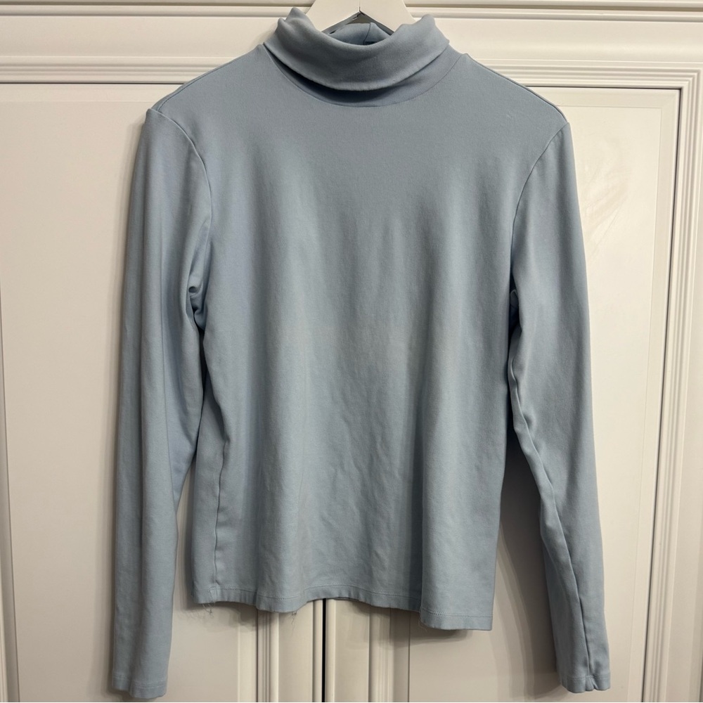 Gap Women's Size Large Light Blue Stretch Turtleneck Long Sleeve Top Shirt